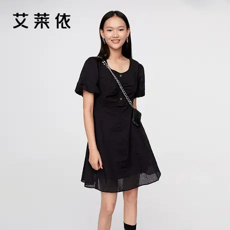 艾莱依女装2022夏款新款时尚气质小众设计连衣裙女收腰法式长裙子图片