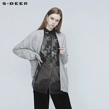 【直播间秒杀专属】sdeer圣迪奥开襟中长款针织S20383526图片