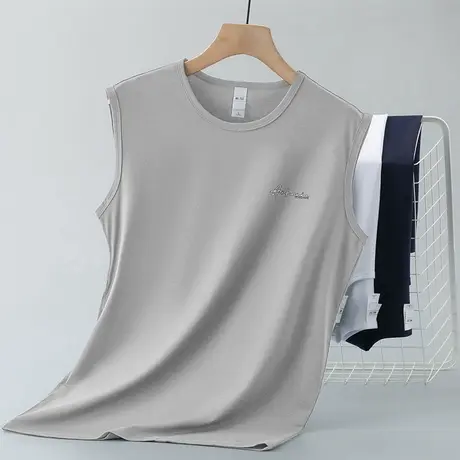 莫代尔棉运动背心男士无袖t恤潮牌夏季冰丝凉感速干健身坎肩宽肩图片
