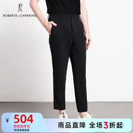 ROBERTA诺贝达秋商场同款男装秋季黑色休闲裤哈伦宽松裤长裤男图片