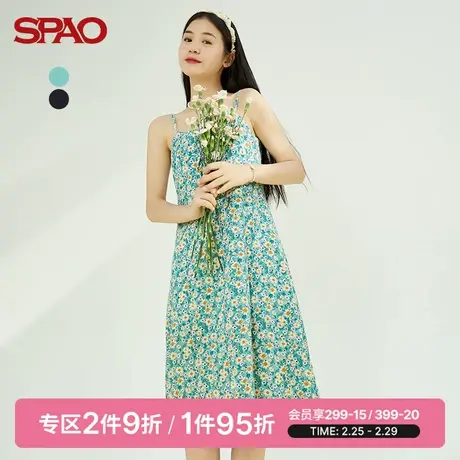 SPAO女士连衣裙春季新款碎花吊带开叉连衣裙SPOWC37S51商品大图