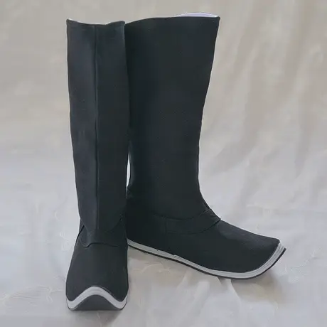 如梦霓裳汉服饰品复古翘头尖头皂靴官靴千层底手工男女鞋靴布靴商品大图