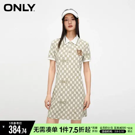 ONLY冬季百搭A字收腰短裙满印POLO连衣裙女商品大图