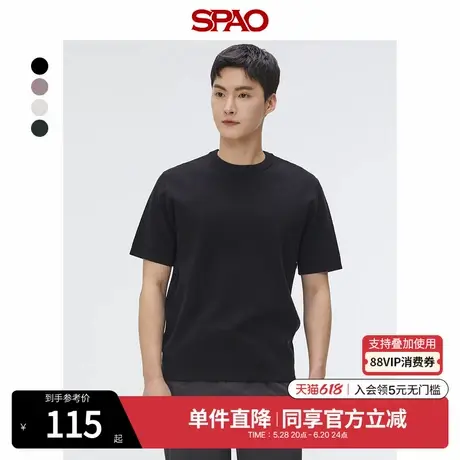 SPAO韩国同款2025年春季新品男士简约圆领针织短袖毛衣SPKWF24M02商品大图