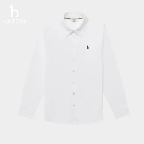 Hazzys哈吉斯净色牛津纺长袖衬衫女士秋季休闲衬衣气质通勤上衣图片