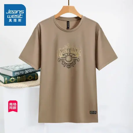 JW真维斯男装体恤2025春季新款 男式时尚百搭男款圆领印花短袖T恤图片