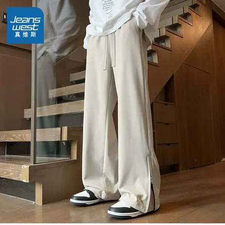 WX真维斯男装设计感小众长裤 2025秋季新品男士休闲裤脚开衩裤子商品大图