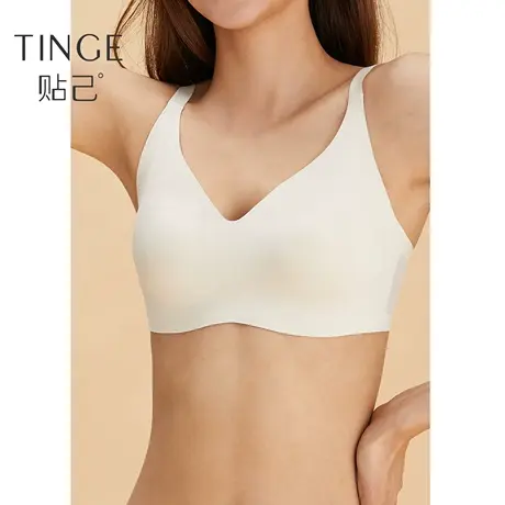 TINGE内衣女夏季薄款大胸显小无钢圈防凸点收副乳美背面膜文胸罩商品大图