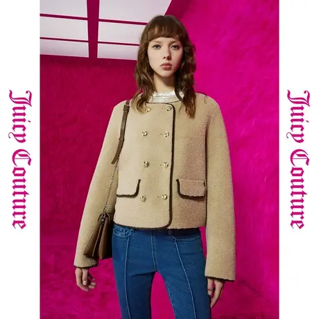 Juicy Couture橘滋春夏新款外套美拉德时尚小香风毛绒修身外套女商品大图