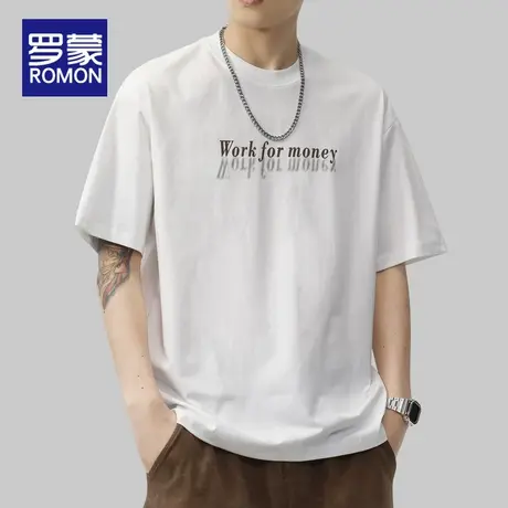 罗蒙短袖t恤男士2025夏季薄款潮流男款宽松百搭男生圆领上衣体恤商品大图