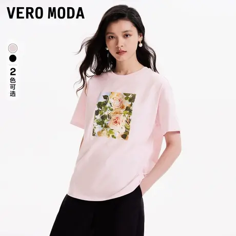 Vero Moda奥莱T恤女春秋新款立体印花宽松休闲百搭纯棉短袖上衣商品大图