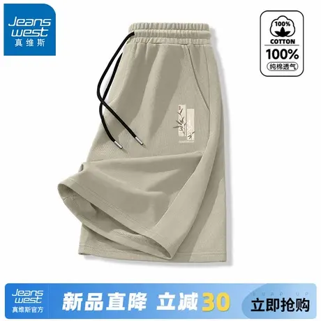 GV真维斯男士纯棉休闲裤夏新款重磅透气宽松五分中裤男运动短裤A图片