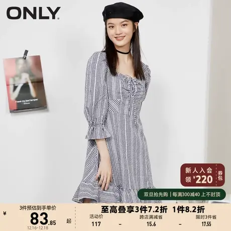 ONLY奥莱夏季复古格子收腰显瘦A字小妖精裙连衣裙女图片