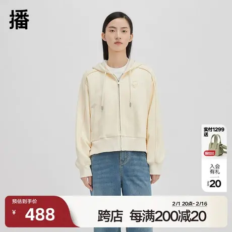 播连帽拉链卫衣女春季新款韩版慵懒短款套头上衣DDQ4VD5453商品大图