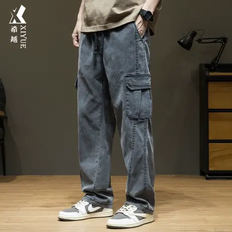 2025夏季新款工装裤子男士天丝直筒裤薄款宽松大码休闲运动裤男潮图片