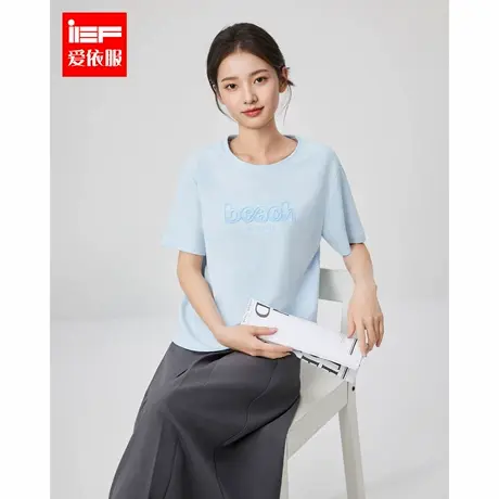 IEF/爱依服上衣2025春季新款韩版时尚通勤气质小众字母印花T恤图片