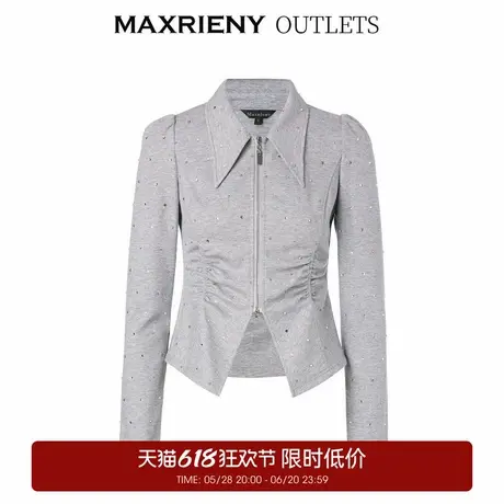【奥莱】MAXRIENY拉链翻领衬衫春季上衣女格雷系图片