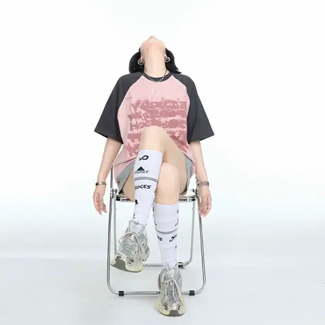 YEP2025夏季新款撞色拼接字母印花T恤美式潮牌中性街头风半袖上衣图片