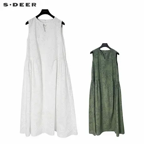 【直播间专属】sdeer圣迪奥25年新品田园风无袖连衣裙S252Z1212图片