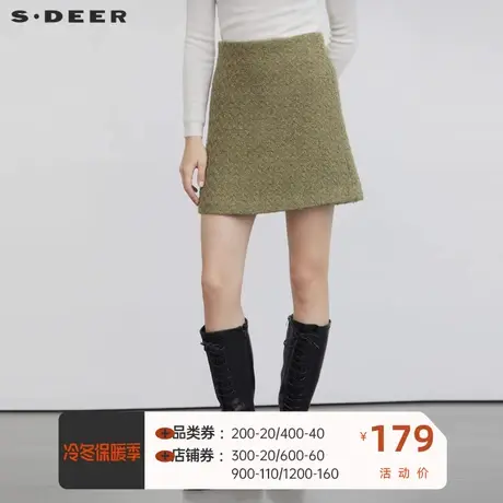 sdeer圣迪奥女装小香风套装A字毛呢短裙S223Z1330商品大图