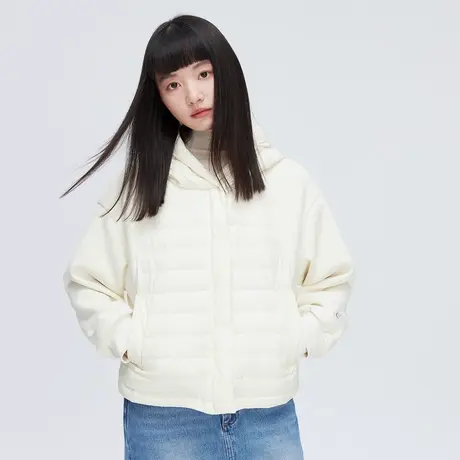 【直播】艾莱依短款轻薄羽绒服女商场同款秋冬季拼接设计时尚外套商品大图