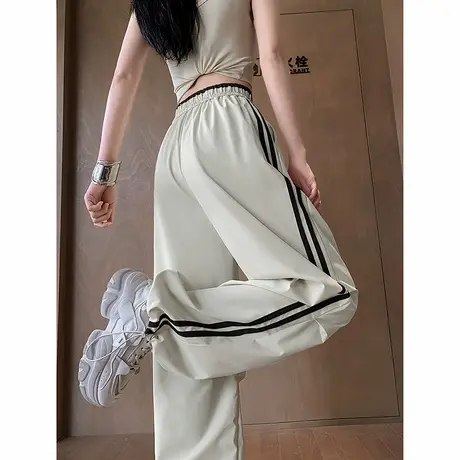 时尚气质休闲长裤2025年夏季新款休闲运动风宽松百搭街头运动裤图片