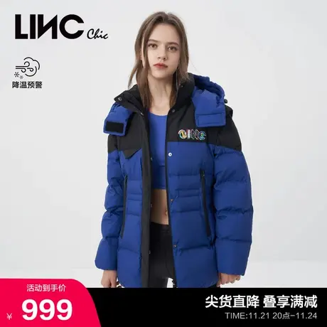 LINCCHIC金羽杰羽绒服女可拆卸朋克造型中长款羽绒服女Y22803087商品大图