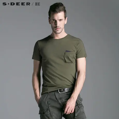 S.Deer/He【惠】 圣迪奥男装休闲纯棉短袖T恤H14270102图片