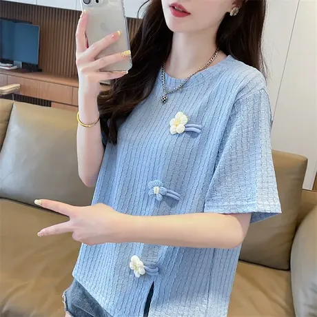 设计感小众短袖t恤女2025新款夏季韩版宽松小个子百搭不规则上衣图片