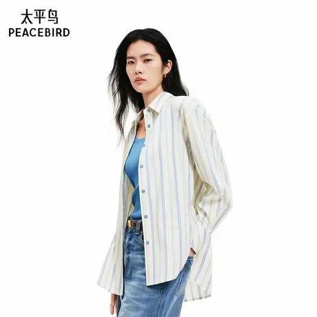 【商场同款】太平鸟女装2025年夏季新款廓形条纹衬衫A1CAF2107图片