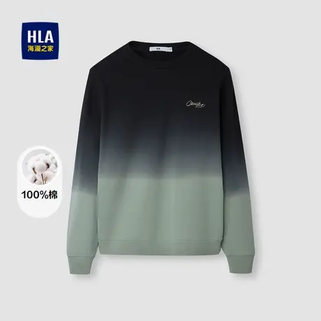 HLA/海澜之家圆领卫衣男秋冬渐变吊染蓬松圆领时尚纯棉上衣男图片