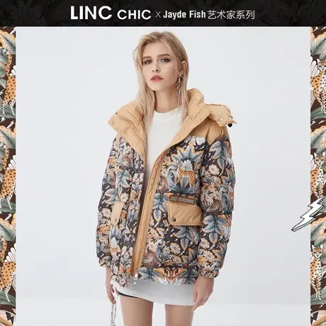 LINCCHIC金羽杰羽绒服女面包服印花短款羽绒服女冬季Y21802293Y商品大图