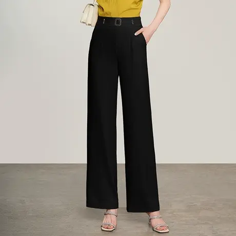 冰丝阔腿西装裤女夏季2025新款高腰垂感显瘦直筒裤百搭通勤长裤子商品大图