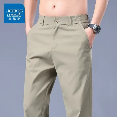 KZ真维斯春秋季卡其色宽松紧腰休闲裤男士商务西裤男裤子2025新款商品大图