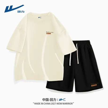 回力夏季男士运动套装2025新款青少年日系复古短袖短裤一整套薄Y图片