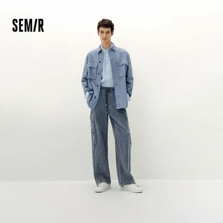 [商场同款]森马牛仔裤男弯刀裤宽松弧形工装裤2025秋季新款长裤子商品大图