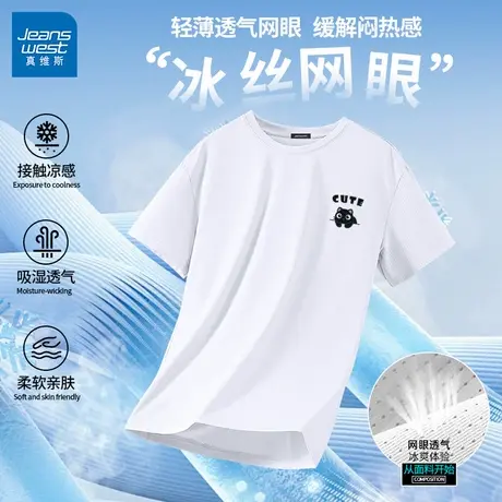 GV真维斯冰丝男t恤短袖夏季新款速干网眼透气宽松运动休闲半袖男D图片