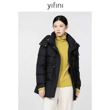 Yifini/易菲保暖宽松大绒朵羽绒服女冬季新款连帽抽绳外套商品大图