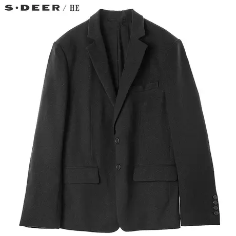 sdeerhe圣迪奥男休闲简约平驳领型亮丝面料开衩设计外套H16372223图片