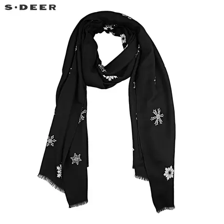 sdeer圣迪奥时尚休闲撞色雪花羊毛围巾S19483738图片