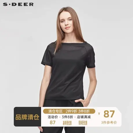 sdeer圣迪奥时尚休闲基础款圆领收腰插肩袖T恤S192801D9图片