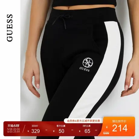 GUESS女士修身撞色束脚简约运动休闲裤-商品大图
