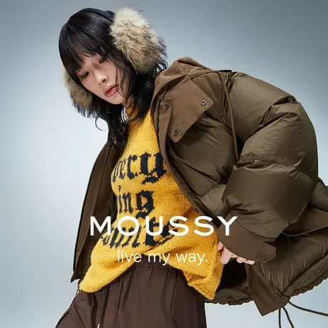 MOUSSY 春季新品机能实用主义连帽鸭绒时尚羽绒服女028HAA30-2451图片