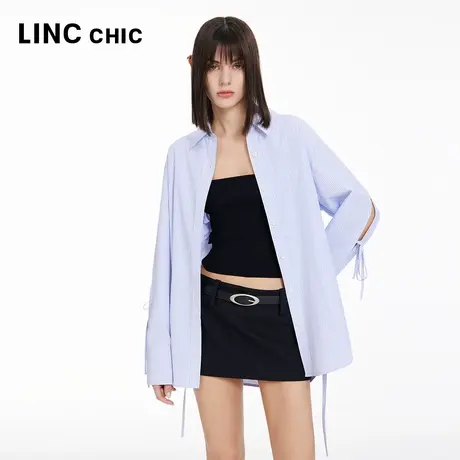 LINCCHIC金羽杰衬衫女上衣学院感解构设计防晒衬衫外套S241SH077Y图片