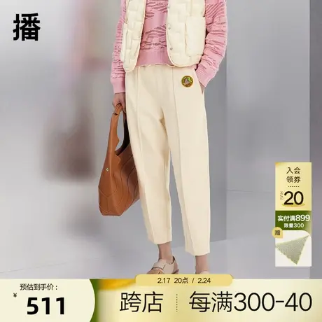 【播奥莱】播商场同款春秋韩版高腰显瘦针织休闲裤女BDQ3KD0503商品大图