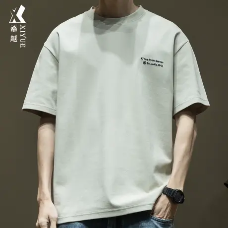 夏季重磅冰丝棉短袖T恤男2025春夏新款男士宽松大码休闲胖子上衣图片