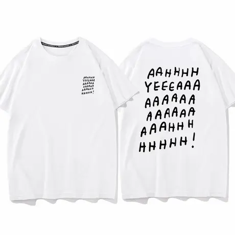 秀洛year yes 耶耶耶夏季新款纯棉圆领短袖T恤男女高街图案打底衫商品大图