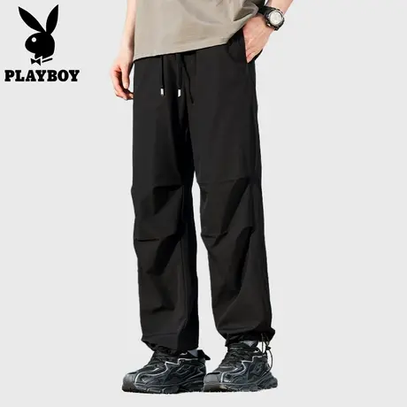 【透气速干】花花公子户外休闲裤男直筒阔腿运动裤纯色百搭工装裤图片