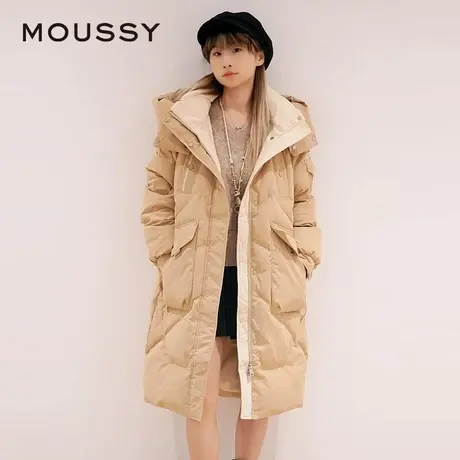 MOUSSY 春季新品优雅气质连帽大口袋中长款羽绒服028HAA30-3131图片
