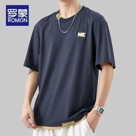 罗蒙男士t恤短袖夏季薄款上衣2025新款纯棉重磅休闲百搭T恤衫男款商品大图